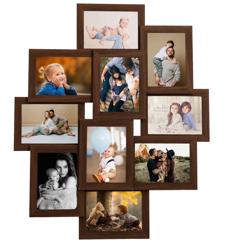 vidaXL Collage Photo Frame for 10x(10x15 cm) Picture Light Brown MDF by vidaXL