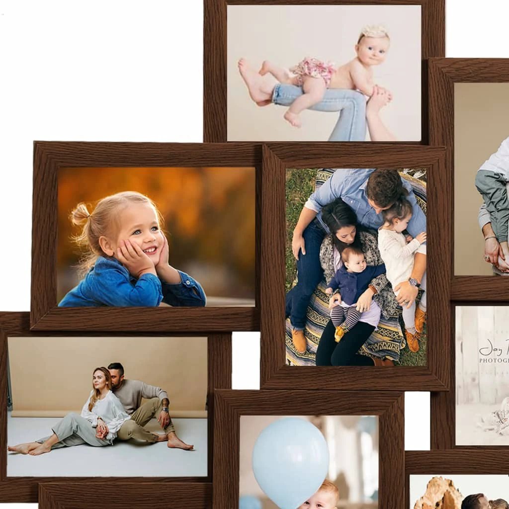 vidaXL vidaXL Collage Photo Frame for 10x(10x15 cm) Picture Light Brown MDF - Photo Frame