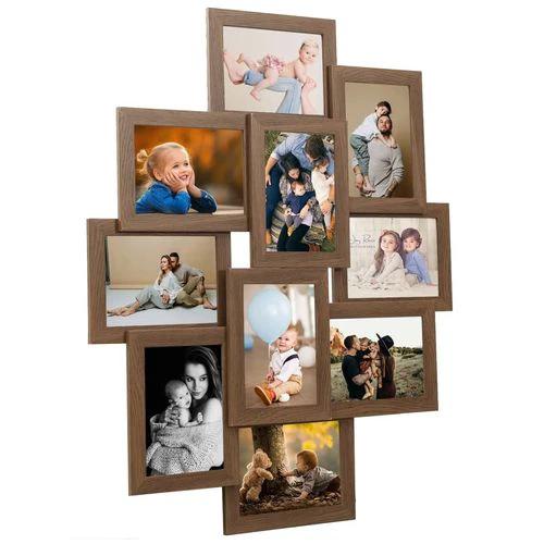 vidaXL vidaXL Collage Photo Frame for 10x(10x15 cm) Picture Light Brown MDF - Photo Frame