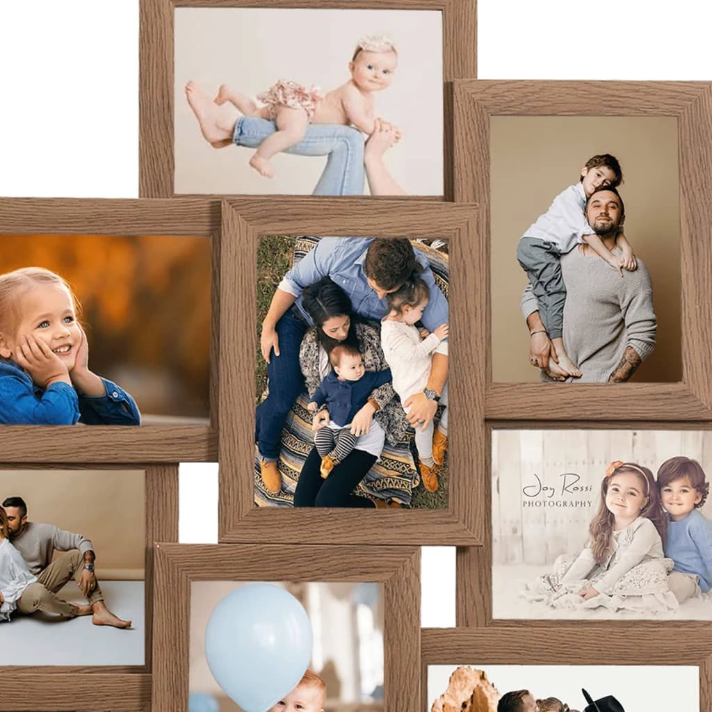 vidaXL vidaXL Collage Photo Frame for 10x(10x15 cm) Picture Light Brown MDF - Photo Frame