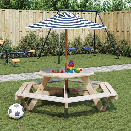 vidaXL Picnic Table for 6 Kids with Benches Hexagon Solid Wood Fir by vidaXL
