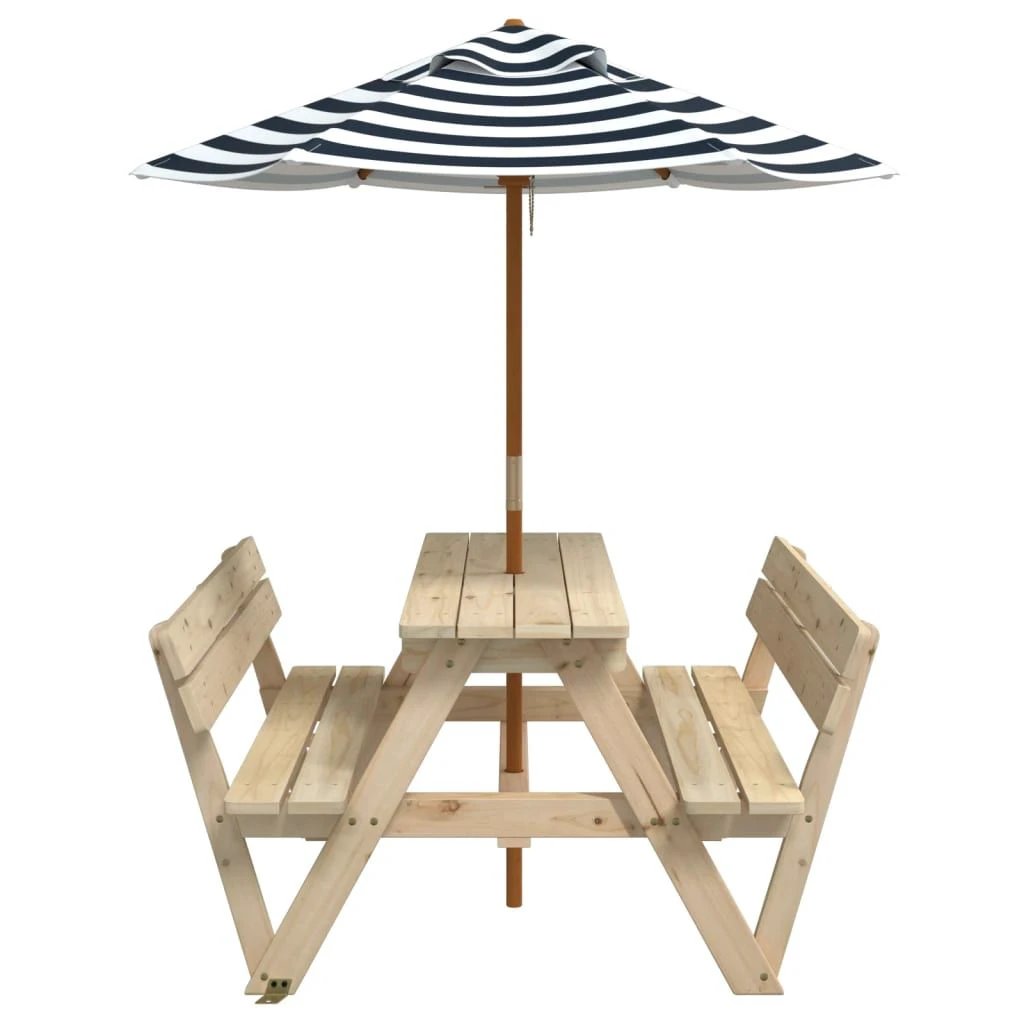 vidaXL Picnic Table for 4 Kids with Umbrella Hole Solid Wood Fir by vidaXL