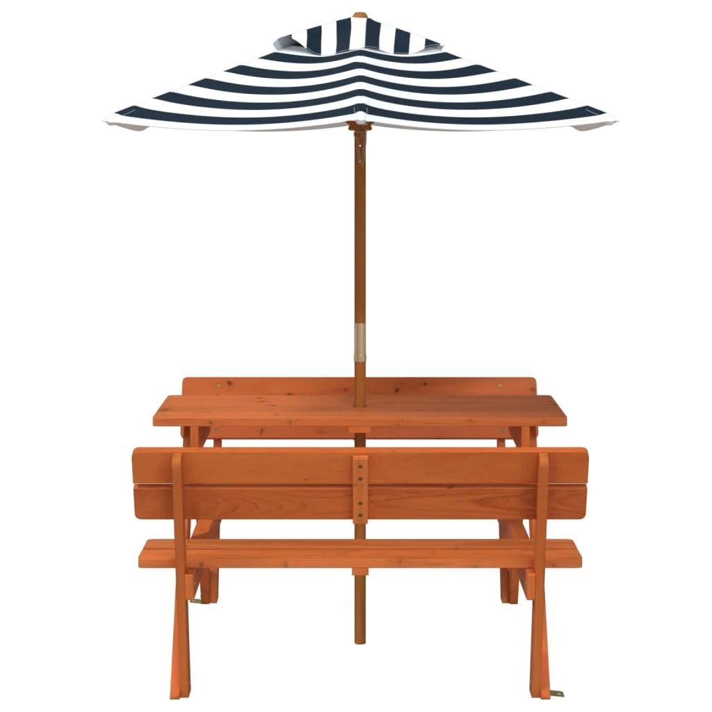 vidaXL Picnic Table for 4 Kids with Umbrella Hole Solid Wood Fir by vidaXL
