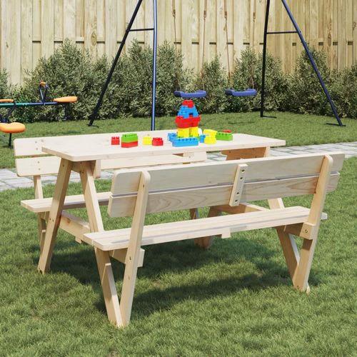 vidaXL Picnic Table for 4 Kids with Umbrella Hole Solid Wood Fir by vidaXL
