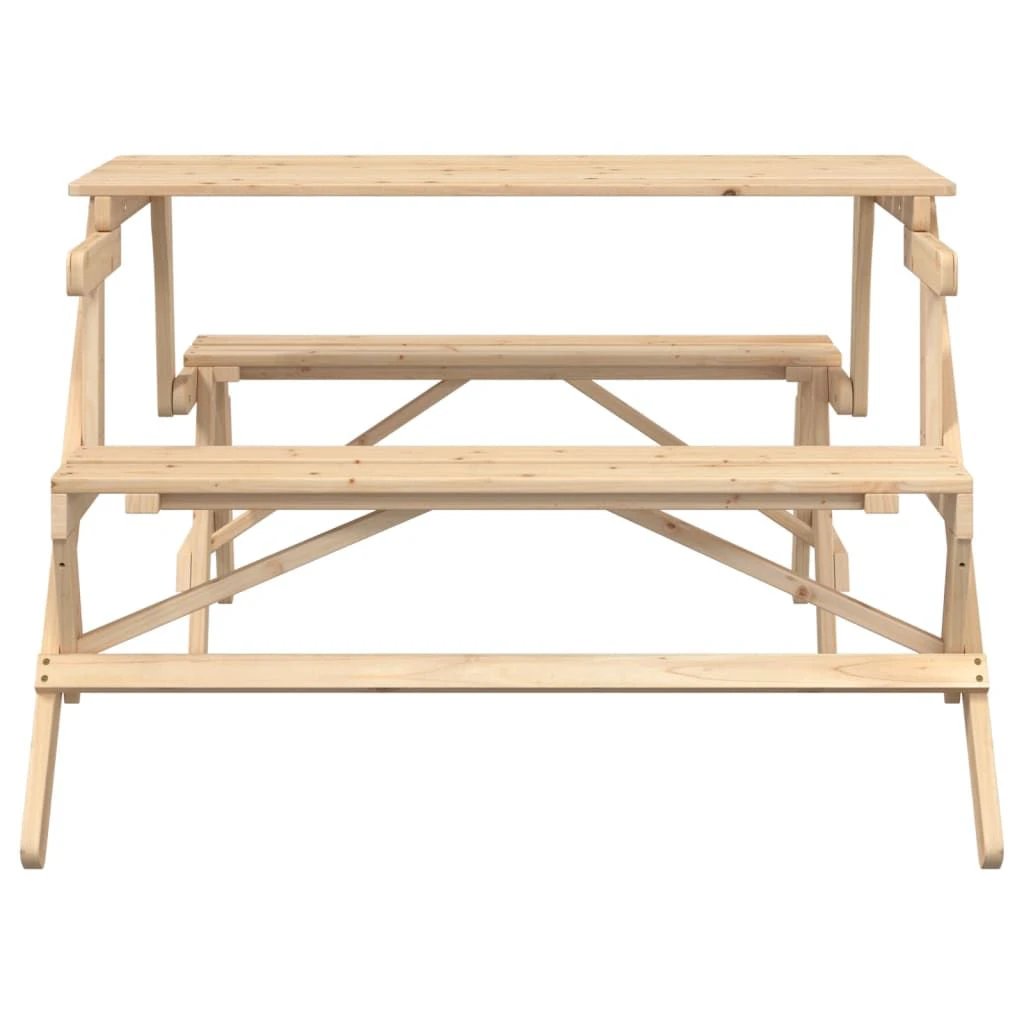 vidaXL Picnic Table with Benches Solid Wood Fir 2-in-1 Convertible - Picnic Tables