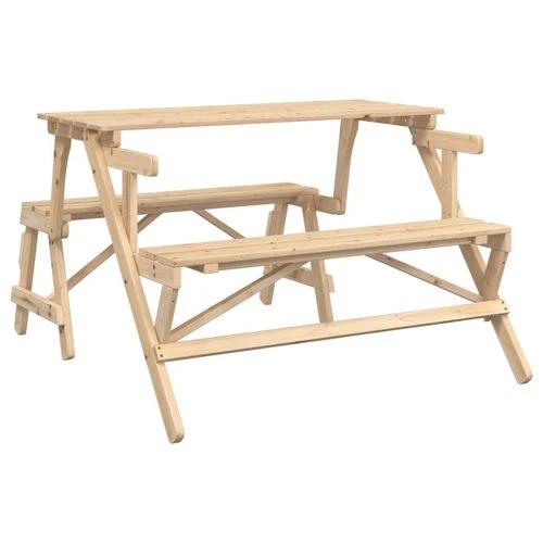 vidaXL Picnic Table with Benches Solid Wood Fir 2-in-1 Convertible by vidaXL