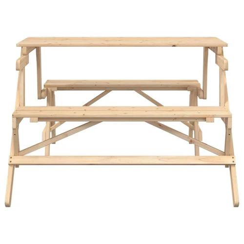 vidaXL Picnic Table with Benches Solid Wood Fir 2-in-1 Convertible by vidaXL