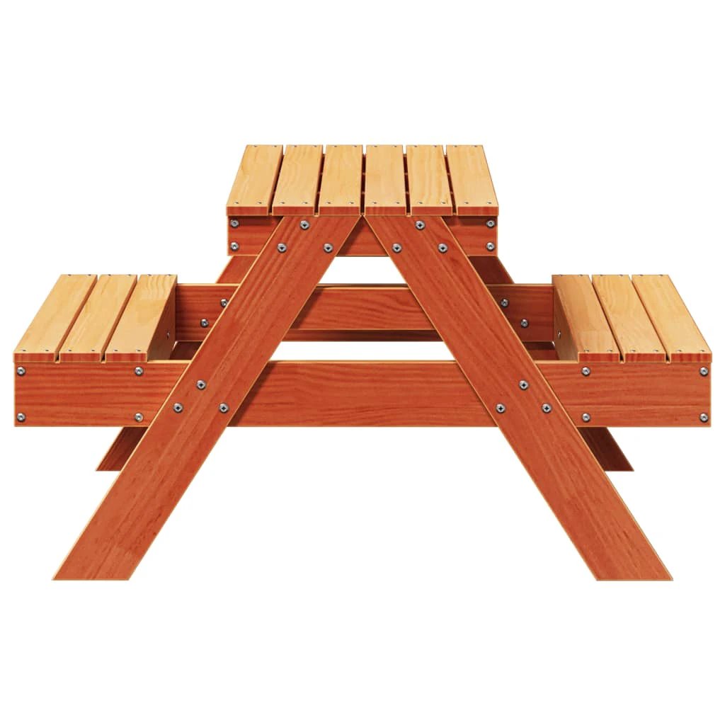 vidaXL Picnic Table for Kids Wax Brown 88x97x52 cm Solid Wood Pine - Picnic Tables