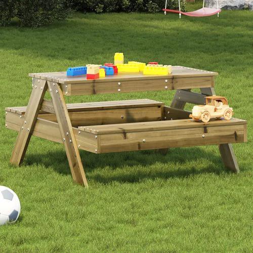 vidaXL Picnic Table for Kids Wax Brown 88x97x52 cm Solid Wood Pine - Picnic Tables
