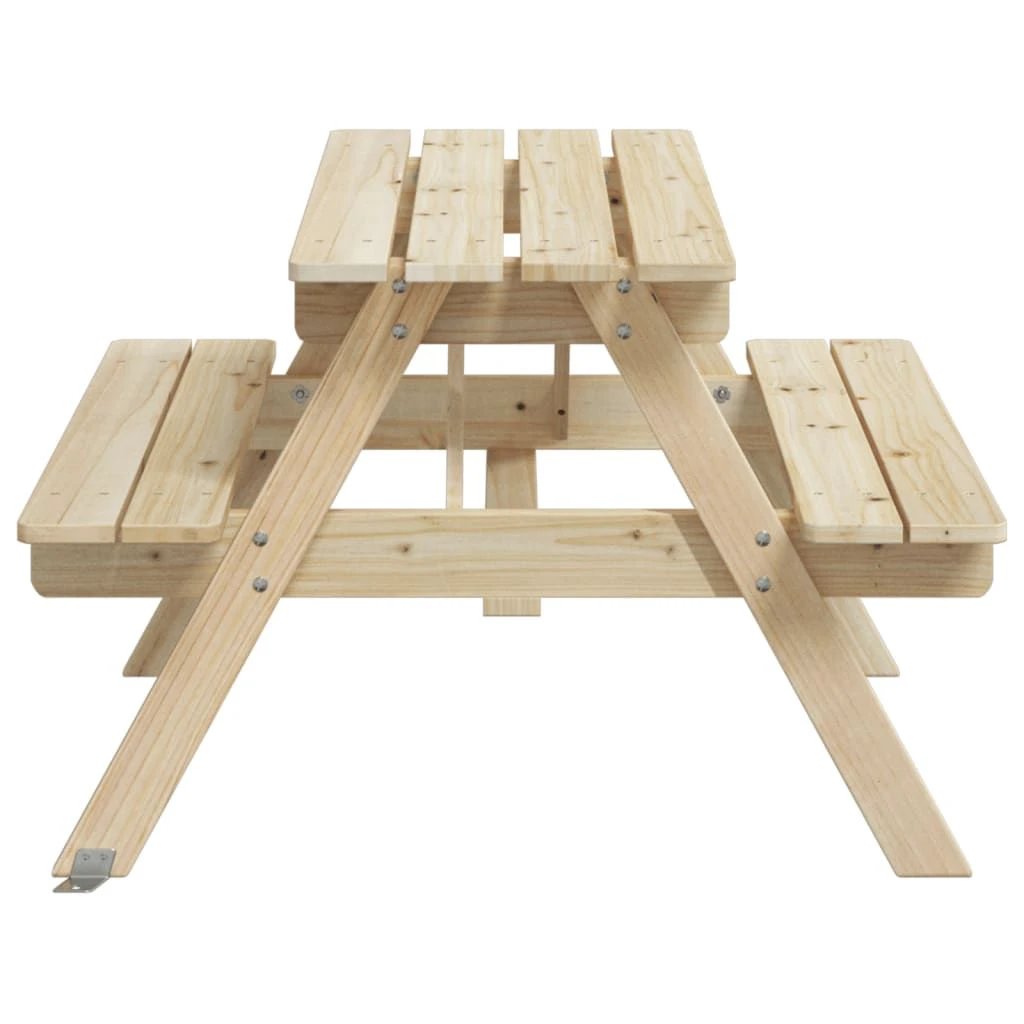 vidaXL vidaXL Kids' Picnic Table with Benches and Parasol Multicolour Wood - Picnic Tables