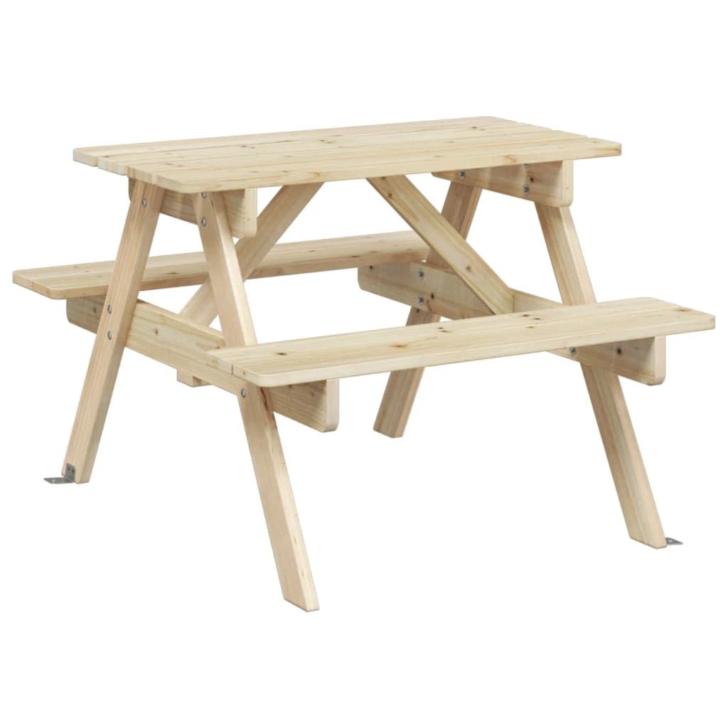 vidaXL vidaXL Kids' Picnic Table with Benches and Parasol Multicolour Wood - Picnic Tables
