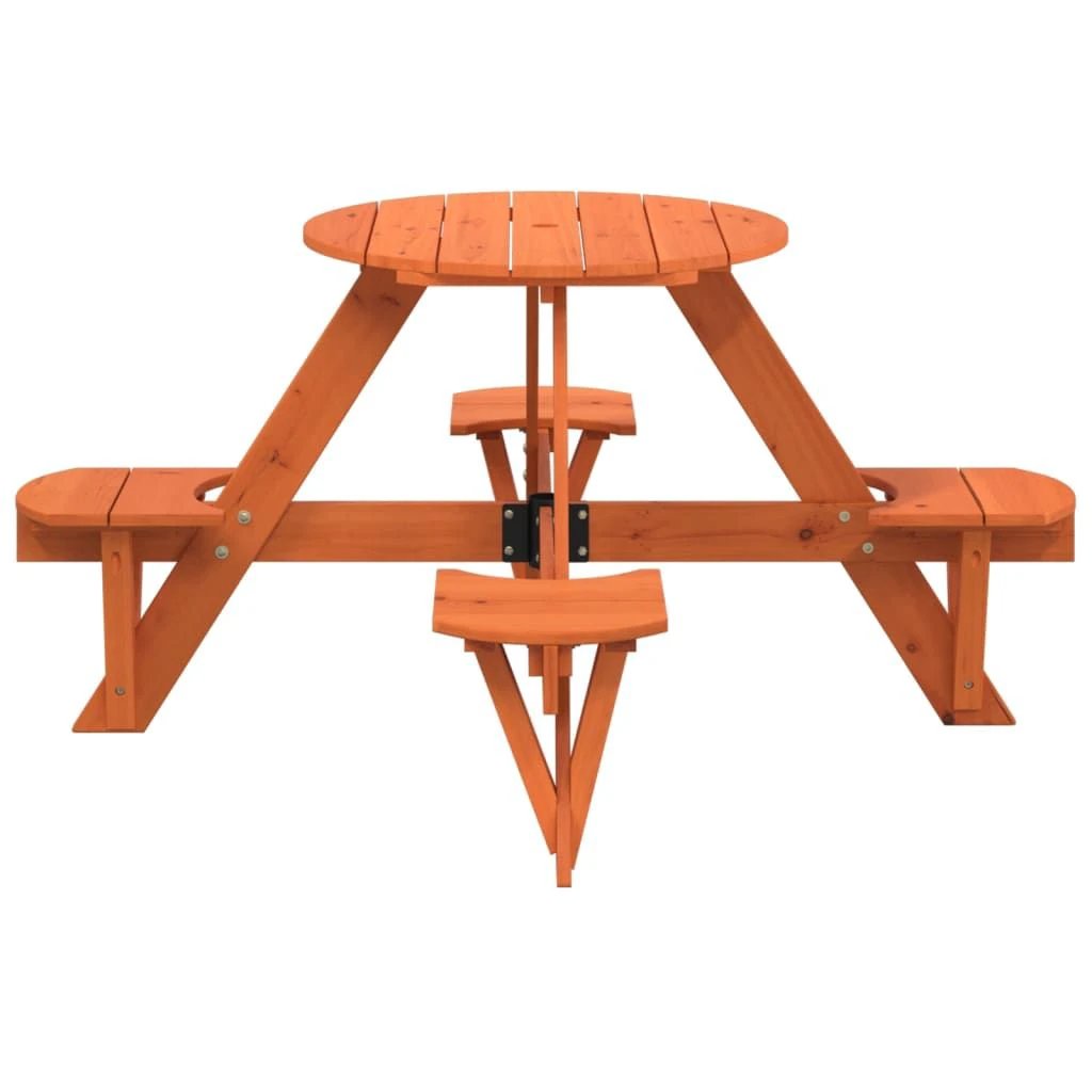 vidaXL Picnic Table for 4 Kids with Umbrella Hole Round Solid Wood Fir - Picnic Tables