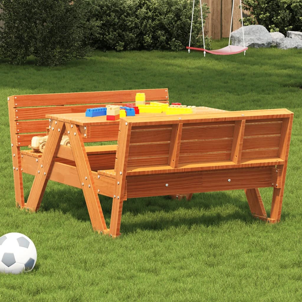 vidaXL Picnic Table for Kids Wax Brown 88x122x58 cm Solid Wood Pine - Picnic Tables