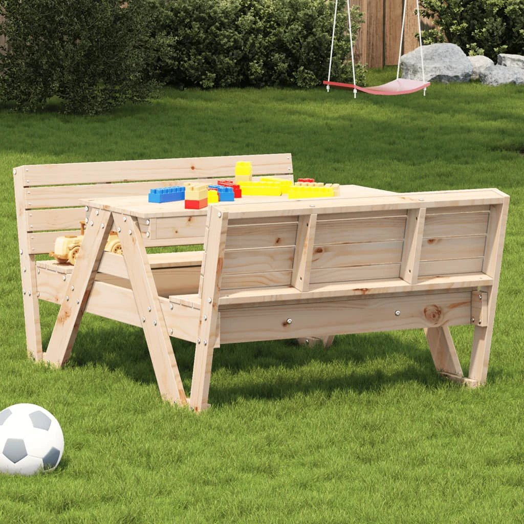 vidaXL Picnic Table for Kids Wax Brown 88x122x58 cm Solid Wood Pine by vidaXL