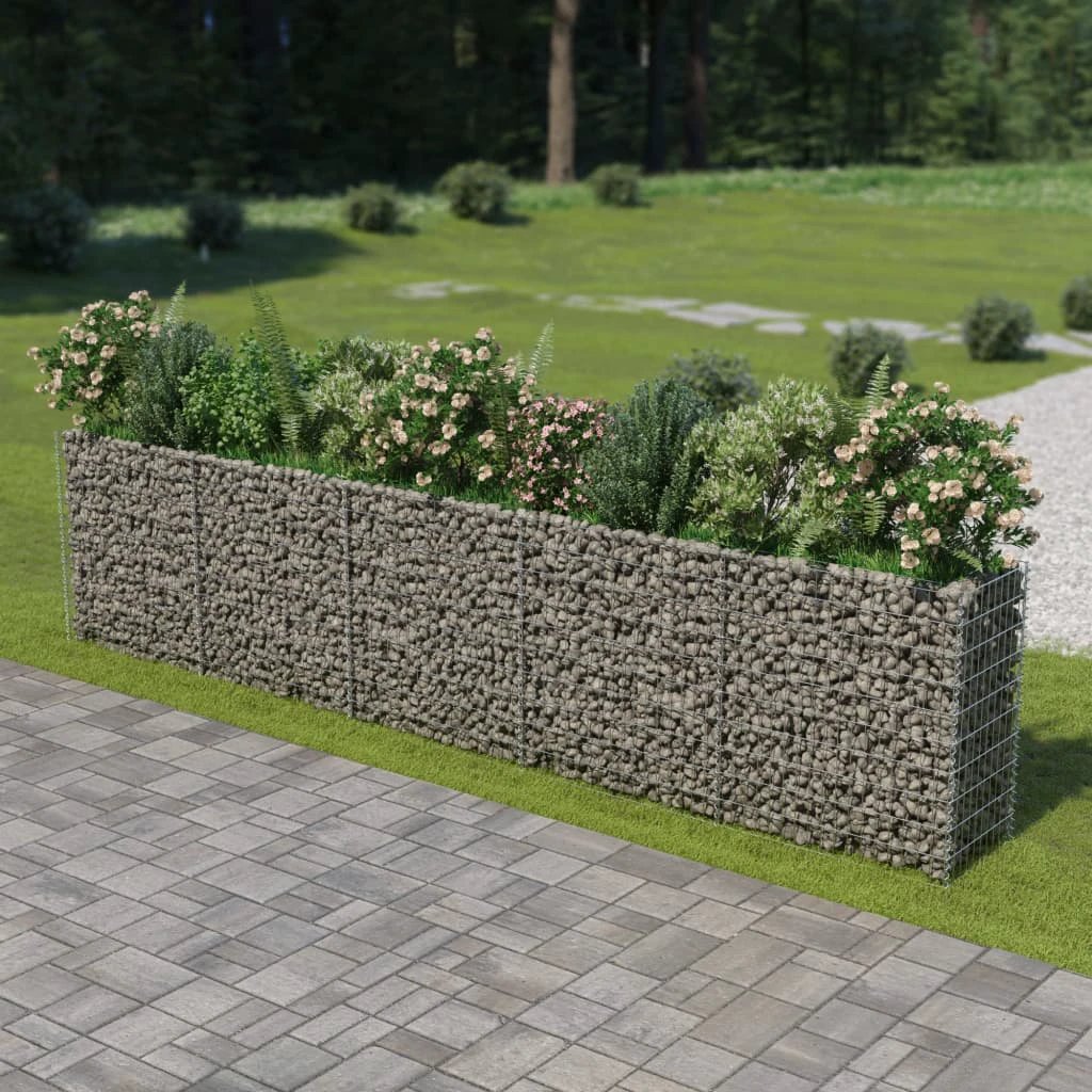 vidaXL vidaXL Gabion Raised Bed Galvanised Steel 450x90x100 cm - Raised Beds