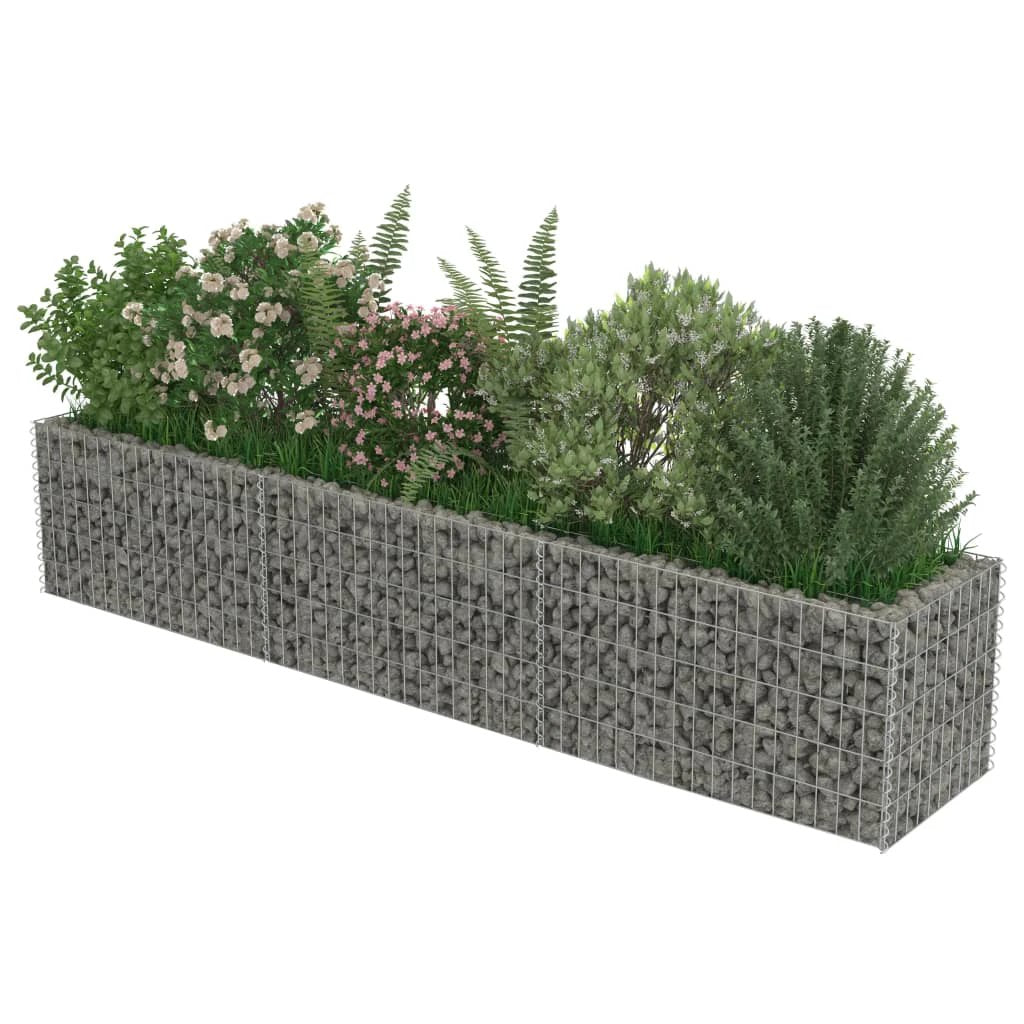 vidaXL Gabion Raised Bed Galvanised Steel 450x90x100 cm by vidaXL