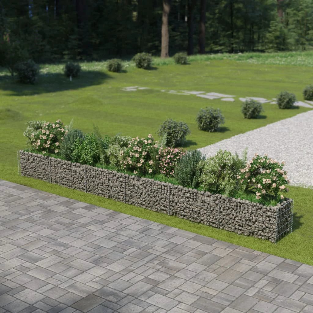 vidaXL vidaXL Gabion Raised Bed Galvanised Steel 450x90x100 cm - Raised Beds