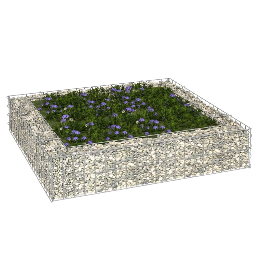 vidaXL Gabion Raised Bed Galvanised Steel 100x100x20 cm by vidaXL
