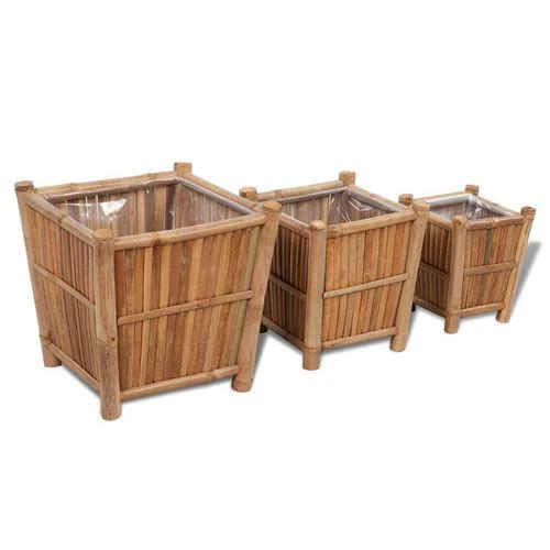 vidaXL 3 pcs Bamboo Raised Bed with Nylon Lining - Raised Beds