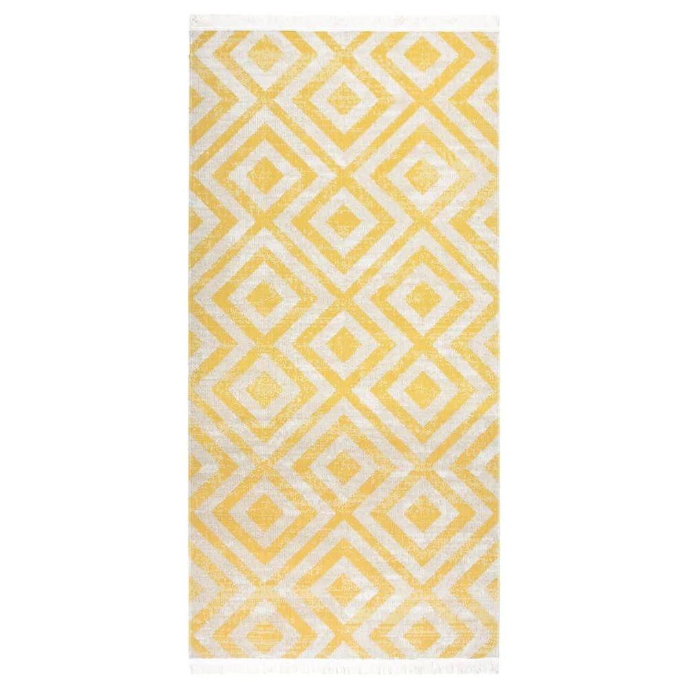 vidaXL Outdoor Rug Flatweave vidaXL 80x150 cm Yellow - Uncategorized Rug