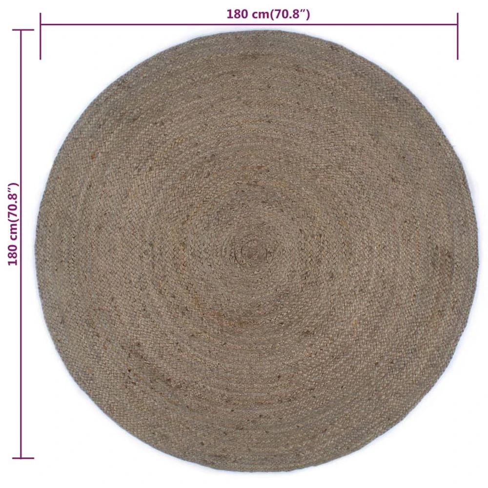 vidaXL Handmade Rug Jute Round 180 cm vidaXL Grey - Uncategorized Rug