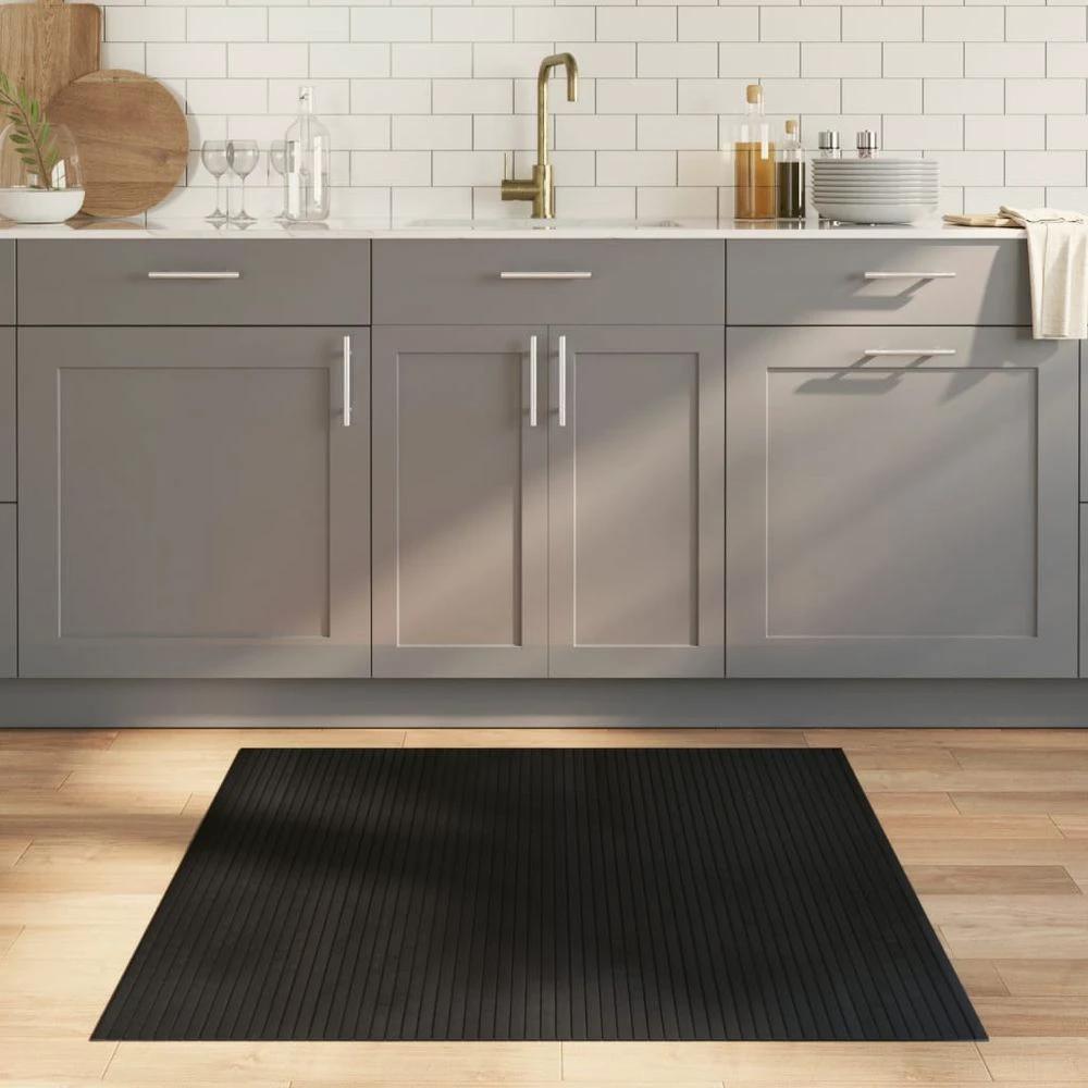 vidaXL Rug Square Black 100x100 cm Bamboo - Rug