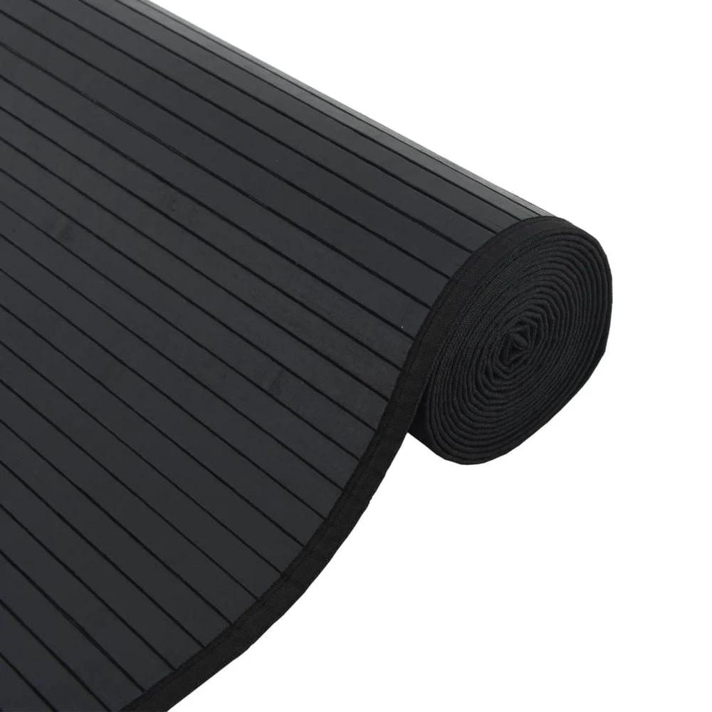 vidaXL Rug Square Black100x100 cm Bamboo - Rug