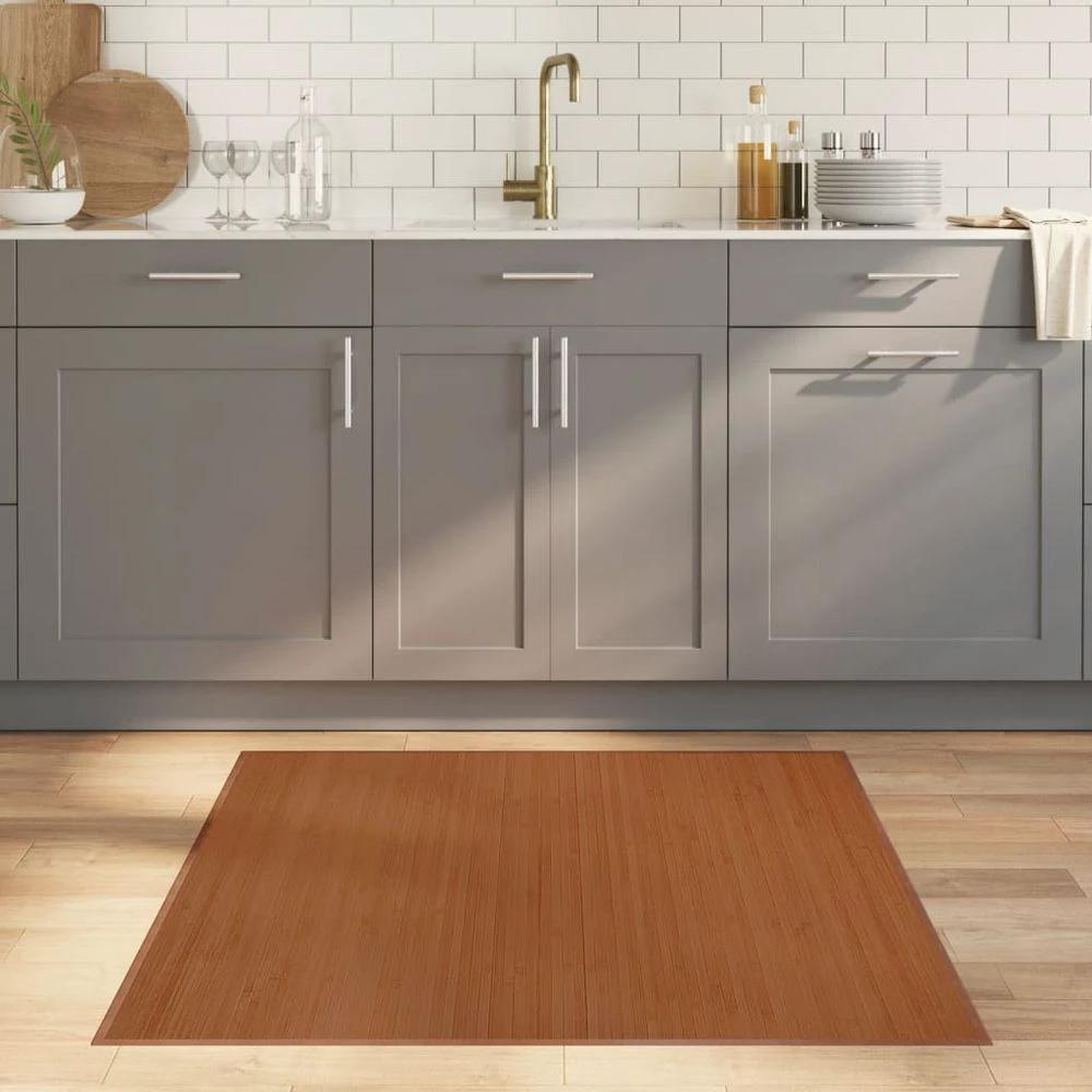 vidaXL Rug Square Brown100x100 cm Bamboo - Rug