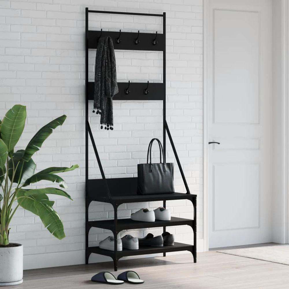 Clothes Rack with Shoe Storage vidaXL Black 70x40x184 cm by vidaXL