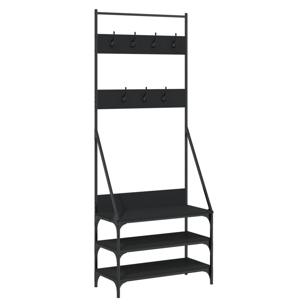vidaXL Clothes Rack with Shoe Storage vidaXL Black 72x34x184 cm - Uncategorized Shoe Storage