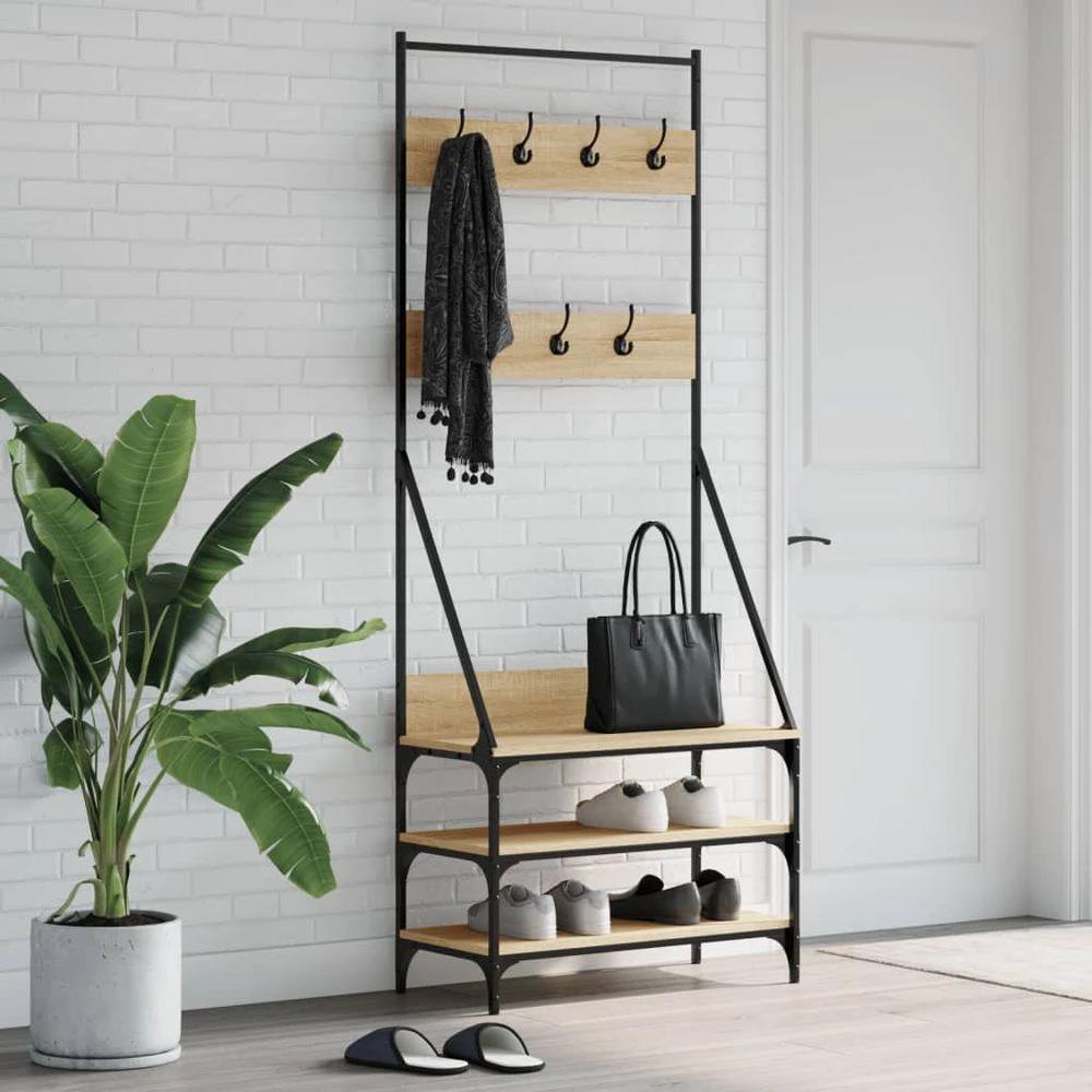Clothes Rack with Shoe Storage vidaXL Black 72x34x184 cm by vidaXL
