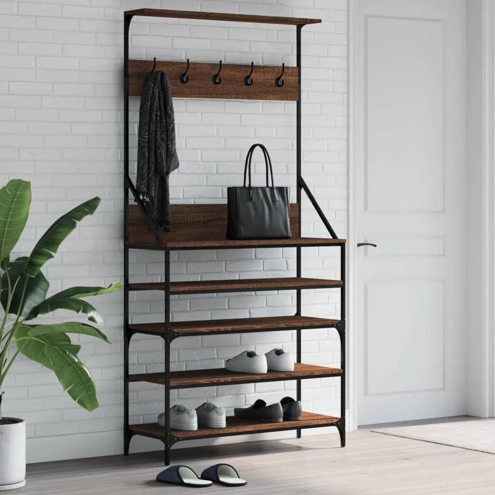 Clothes Rack with Shoe Storage vidaXL Black 70x34x184 cm by vidaXL