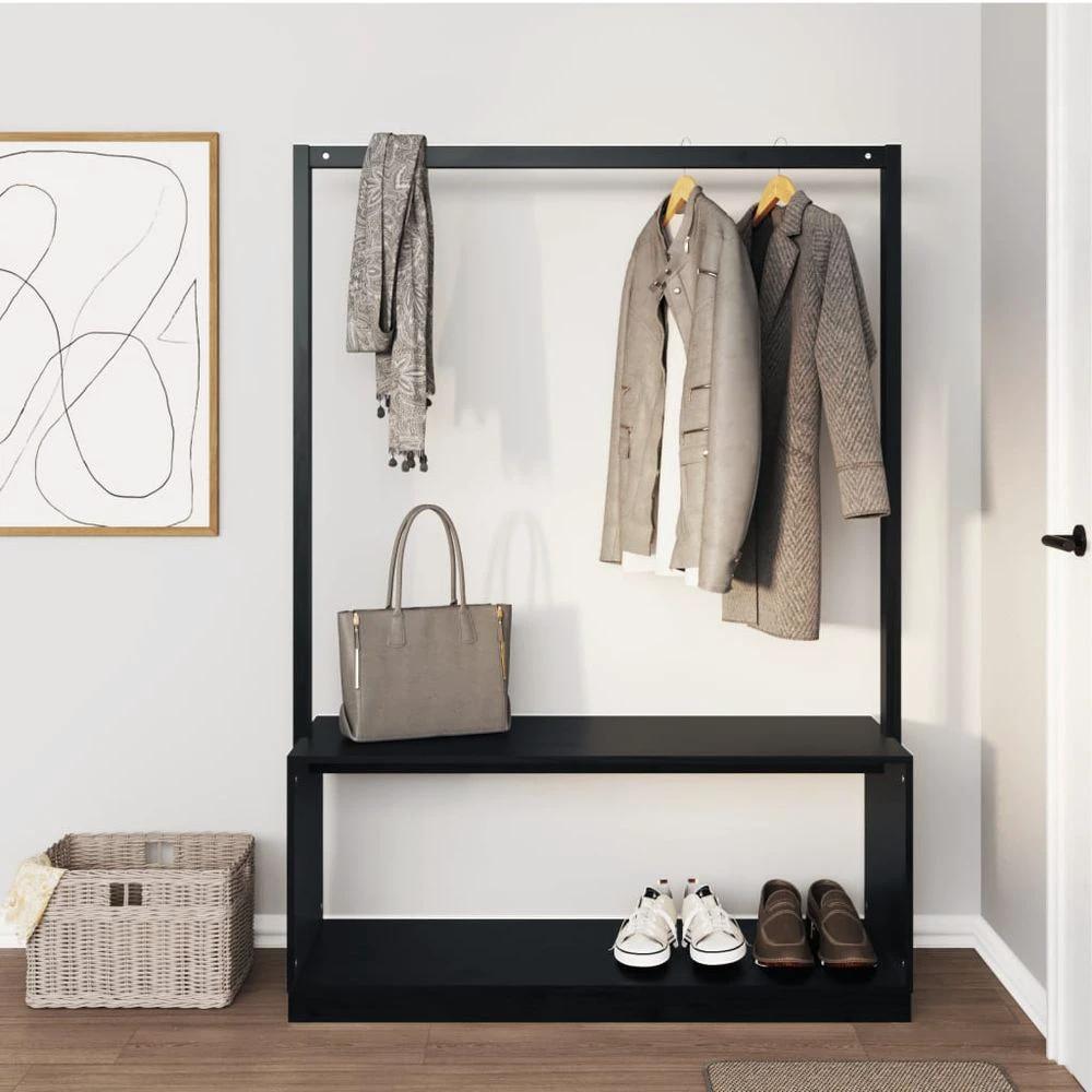 vidaXL Clothes Rack with Shoe Storage vidaXL 113x40x157.5 cm Solid Wood Pine - Uncategorized Shoe Storage