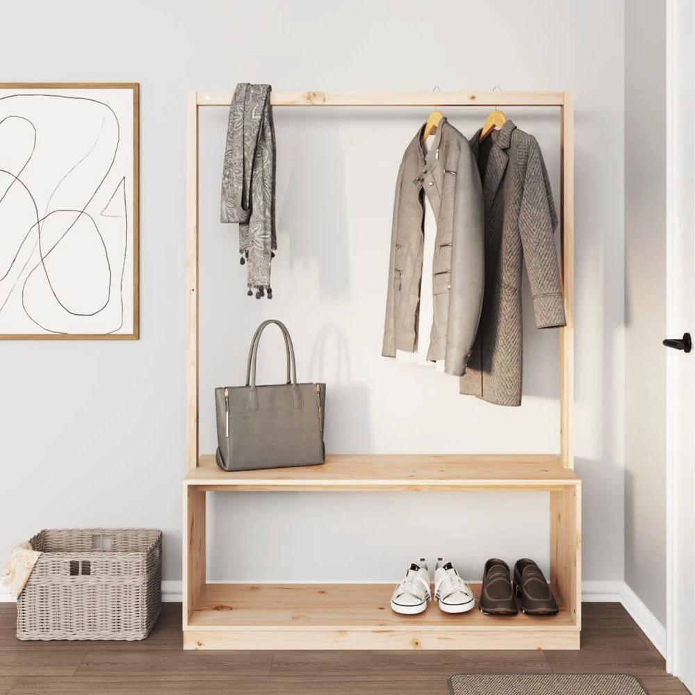 Clothes Rack with Shoe Storage vidaXL 113x40x157.5 cm Solid Wood Pine by vidaXL
