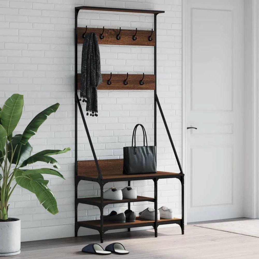vidaXL Clothes Rack with Shoe Storage vidaXL Black 80x40x184 cm - Uncategorized Shoe Storage