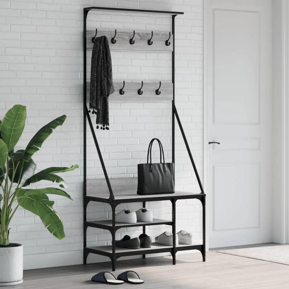 vidaXL Clothes Rack with Shoe Storage vidaXL Black 80x40x184 cm - Uncategorized Shoe Storage