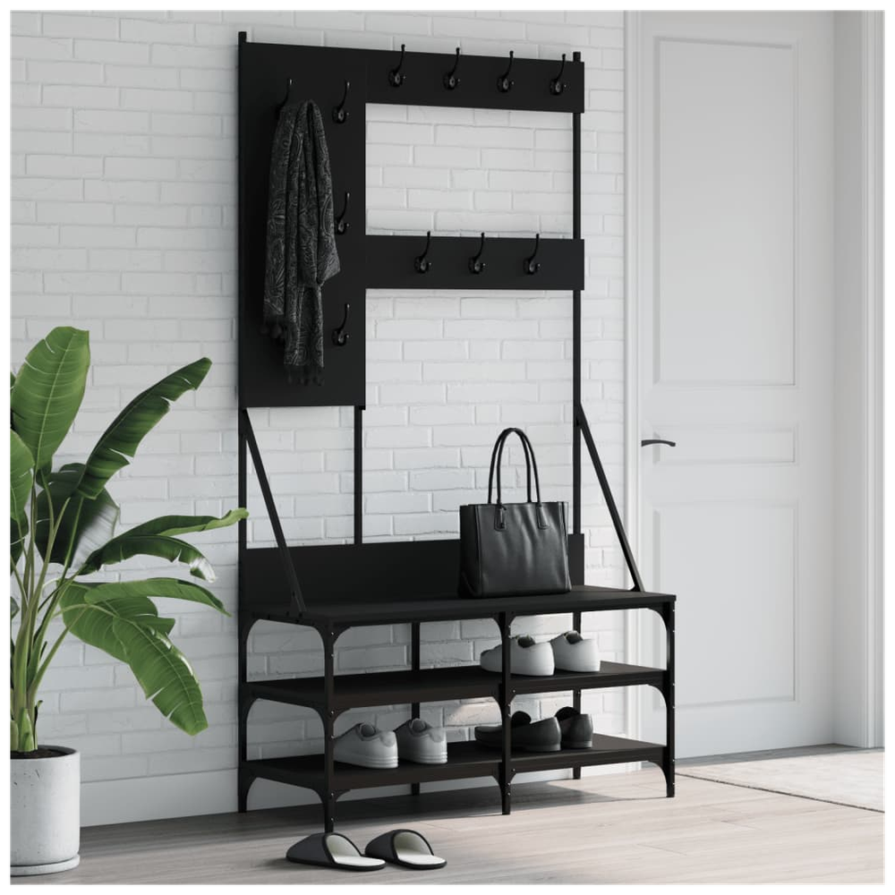 Clothes Rack with Shoe Storage vidaXL Black 100x40x184 cm by vidaXL