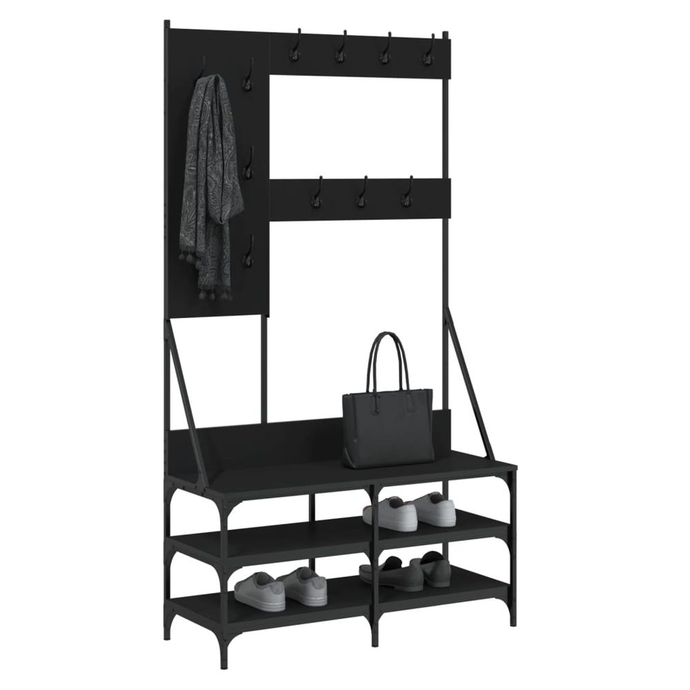 Clothes Rack with Shoe Storage vidaXL Black 100x40x184 cm by vidaXL