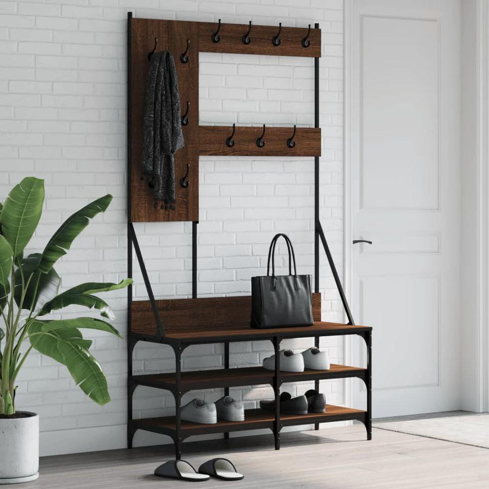 vidaXL Clothes Rack with Shoe Storage vidaXL Black 100x40x184 cm - Uncategorized Shoe Storage