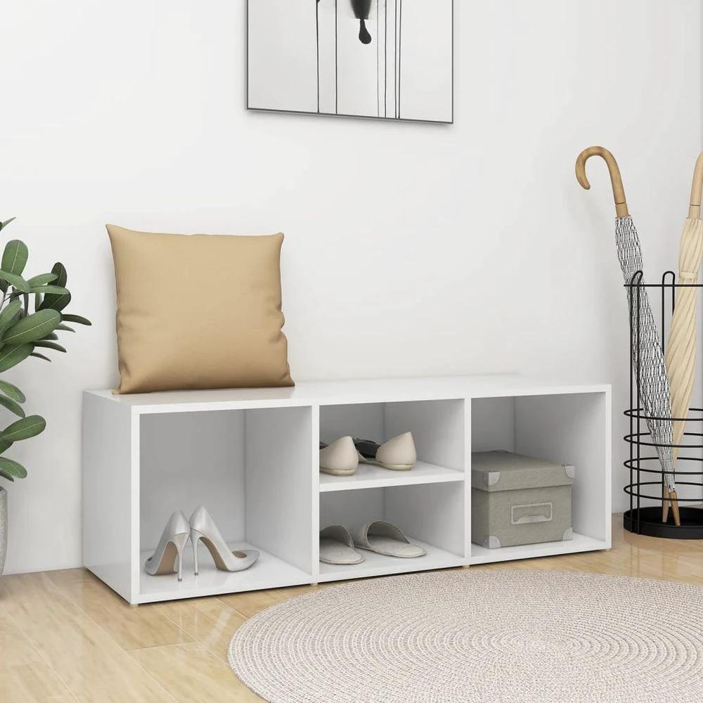 vidaXL vidaXL Shoe Storage Bench White 105x35x35 cm Engineered Wood - Uncategorized Shoe Storage