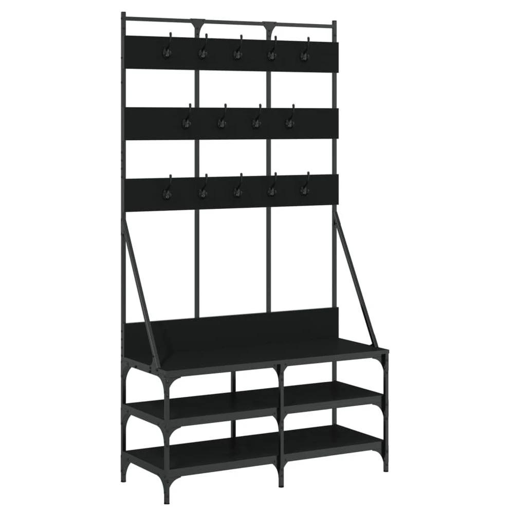 vidaXL Clothes Rack with Shoe Storage vidaXL Black 100x40x184 cm - Uncategorized Shoe Storage