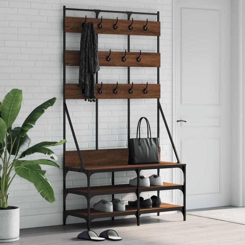 vidaXL Clothes Rack with Shoe Storage vidaXL Black 100x40x184 cm - Uncategorized Shoe Storage