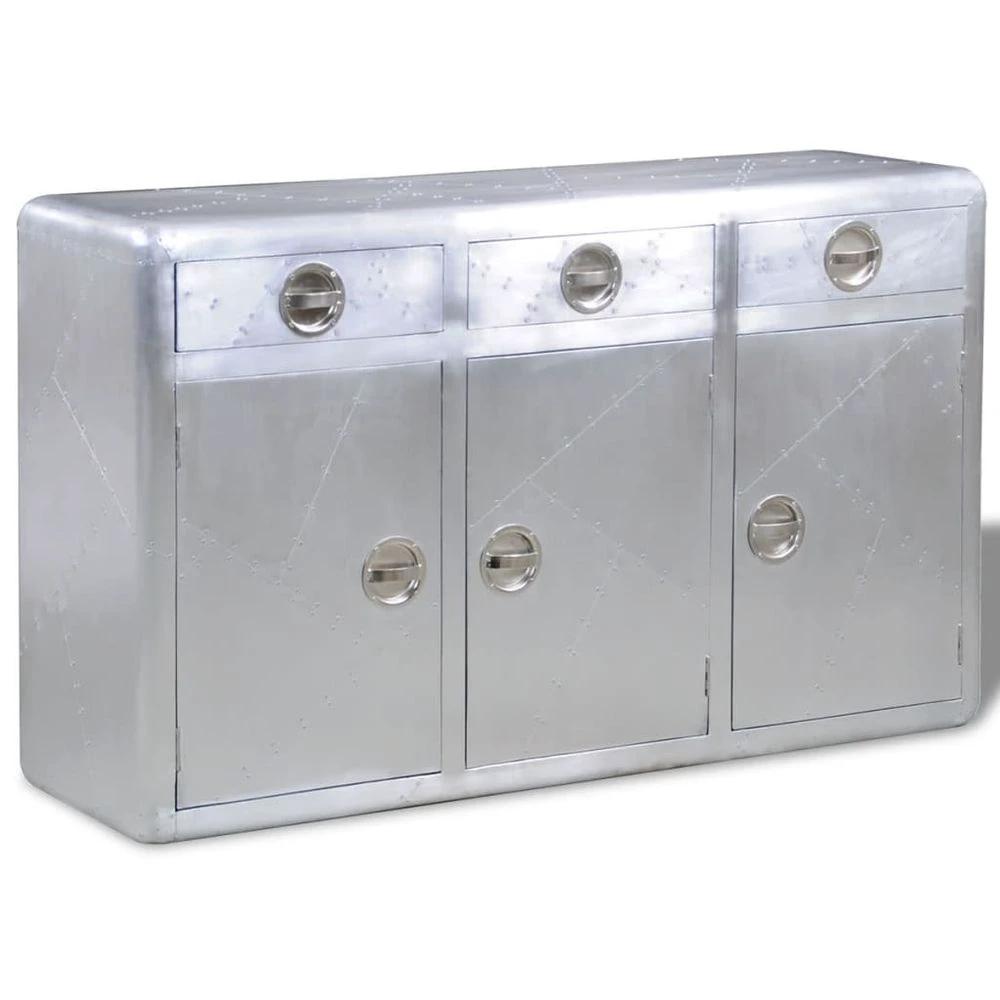 Aviator vidaXL Sideboard 3 Drawers Vintage Aircraft Airman Aluminium by vidaXL