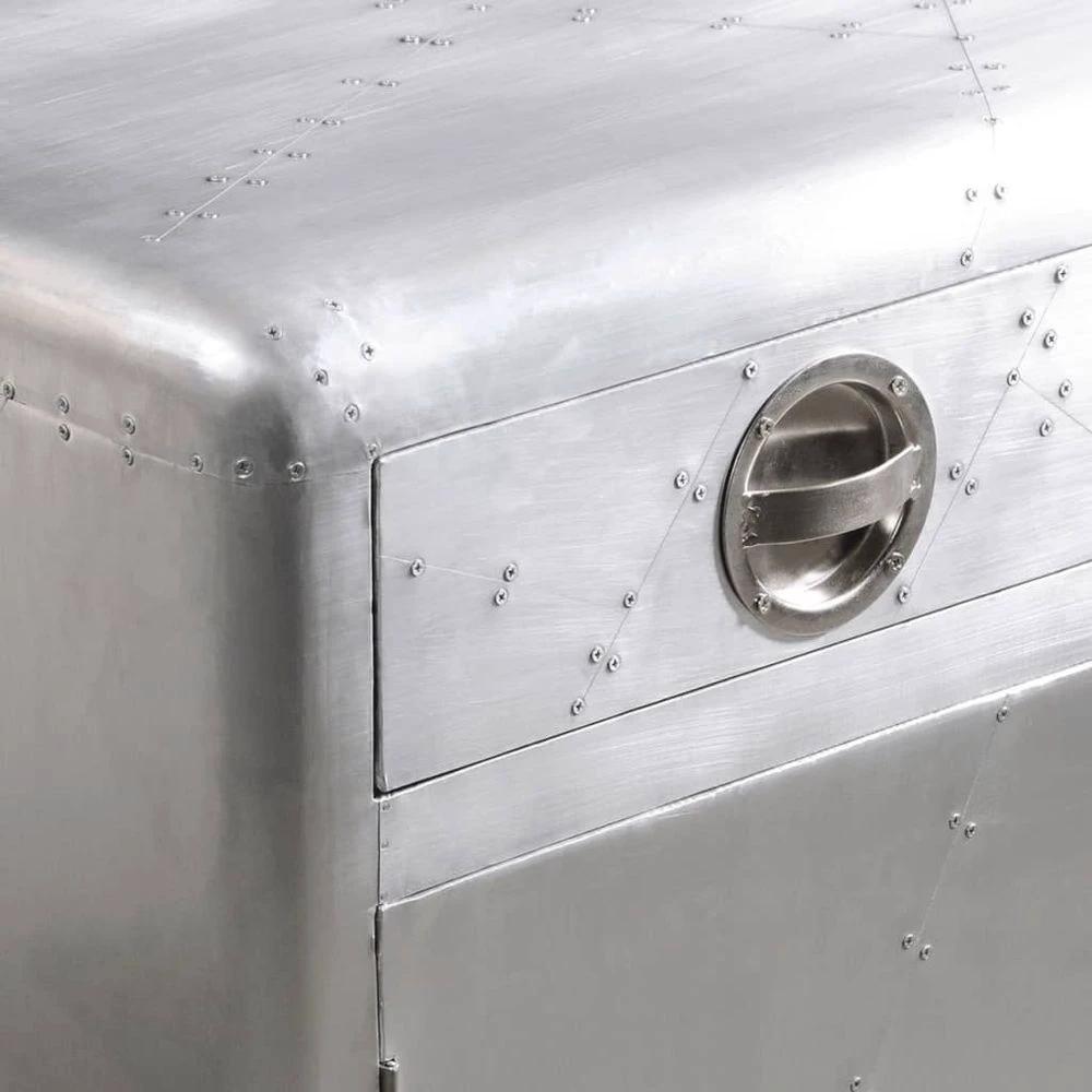 Aviator vidaXL Sideboard 3 Drawers Vintage Aircraft Airman Aluminium by vidaXL