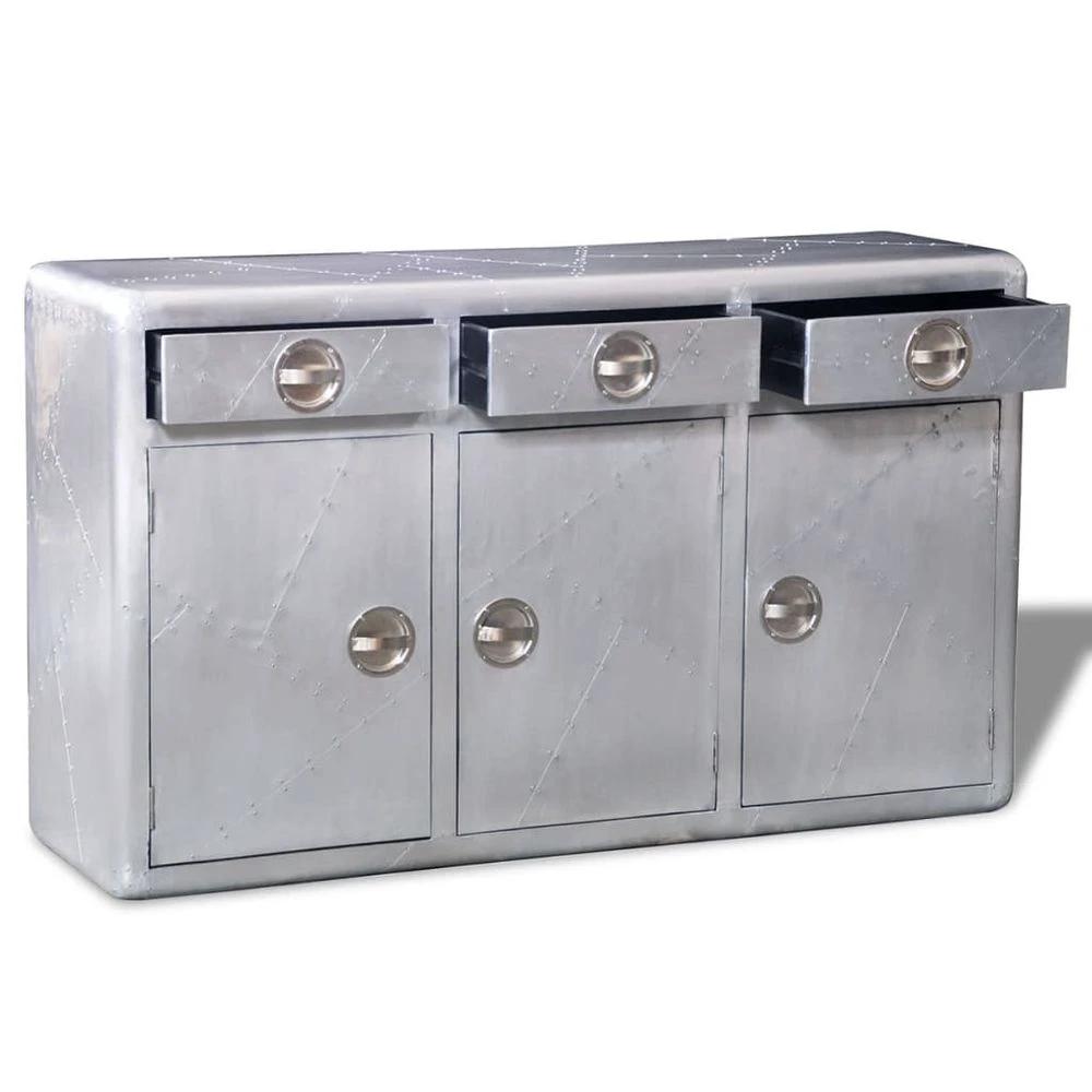 Aviator vidaXL Sideboard 3 Drawers Vintage Aircraft Airman Aluminium by vidaXL