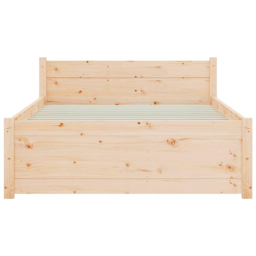 vidaXL Bed Frame Solid Wood 75x190 cm vidaXL Small Single - Uncategorized Single Bed