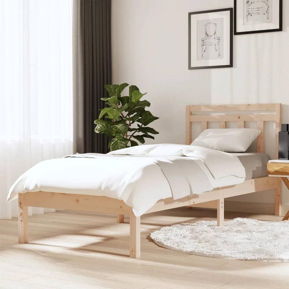 Bed Frame 75x190 cm Small vidaXL Single Solid Wood by vidaXL