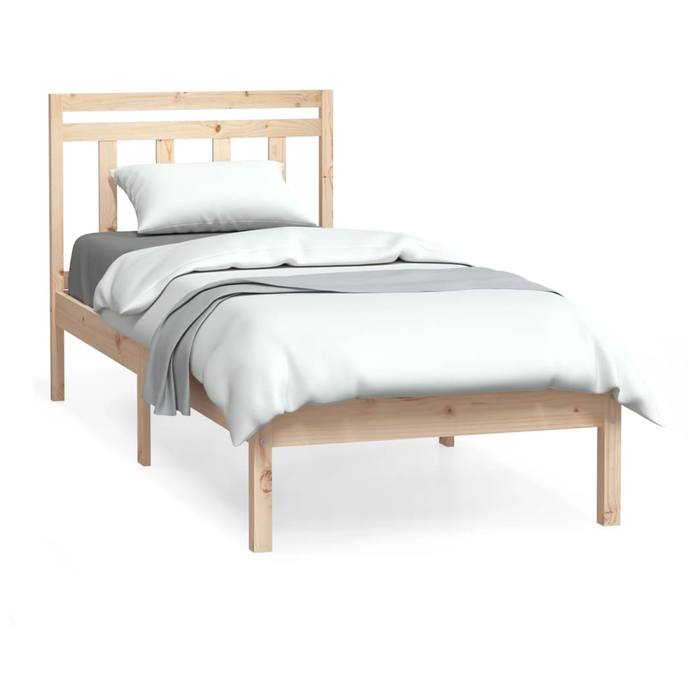 Bed Frame 75x190 cm Small vidaXL Single Solid Wood by vidaXL