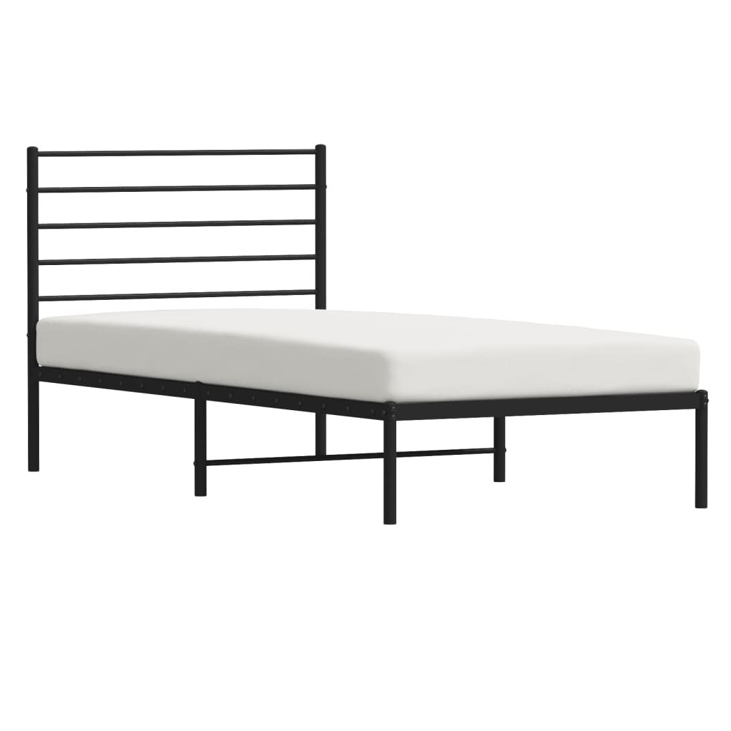 Metal Bed Frame with Headboard Black vidaXL 75x190 cm Small Single by vidaXL