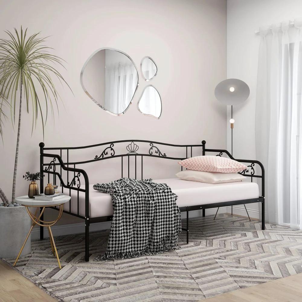 vidaXL Sofa Bed Frame Black Metal 90x200 cm by vidaXL
